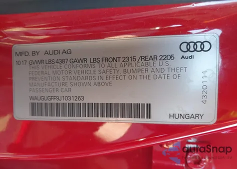 2018 Audi A3 2.0T Premium/2.0T Tech Premium z USA, uszkodzony, nr VIN WAUGUGFF9J1031263